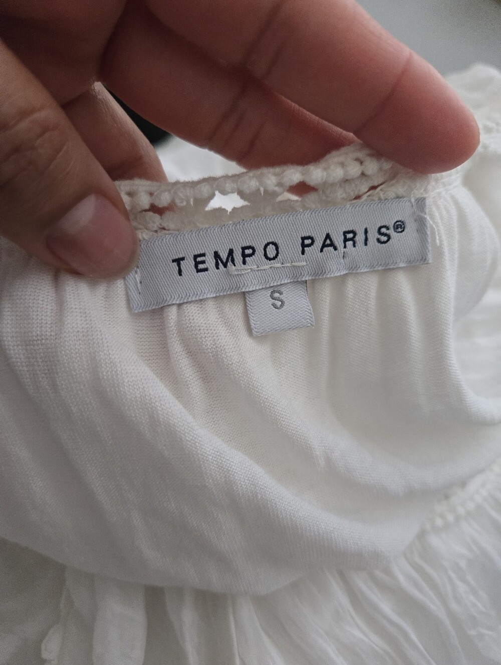 Tempo Paris Silk White Cold Shoulder Fairy Boho Tunic Blouse Small Dainty - Picture 9 of 13